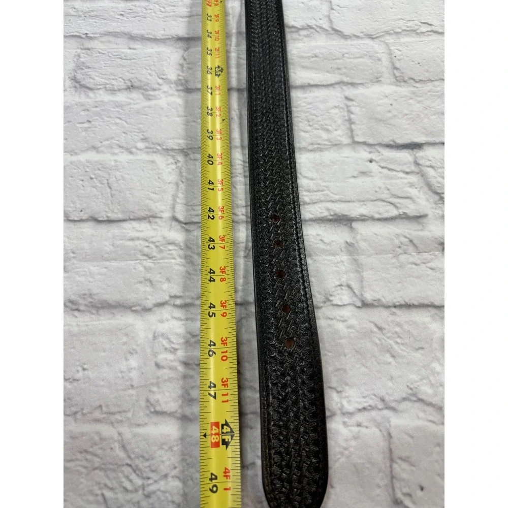 Hilason Belt Men 42 Black Excellent Basketweave Embossed Genuine Leather Western